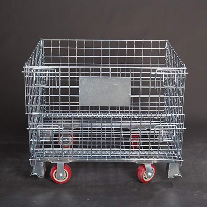 Metal Storage Wire Mesh Container Stackable Steel Foldable Wire Mesh Cages Pallet