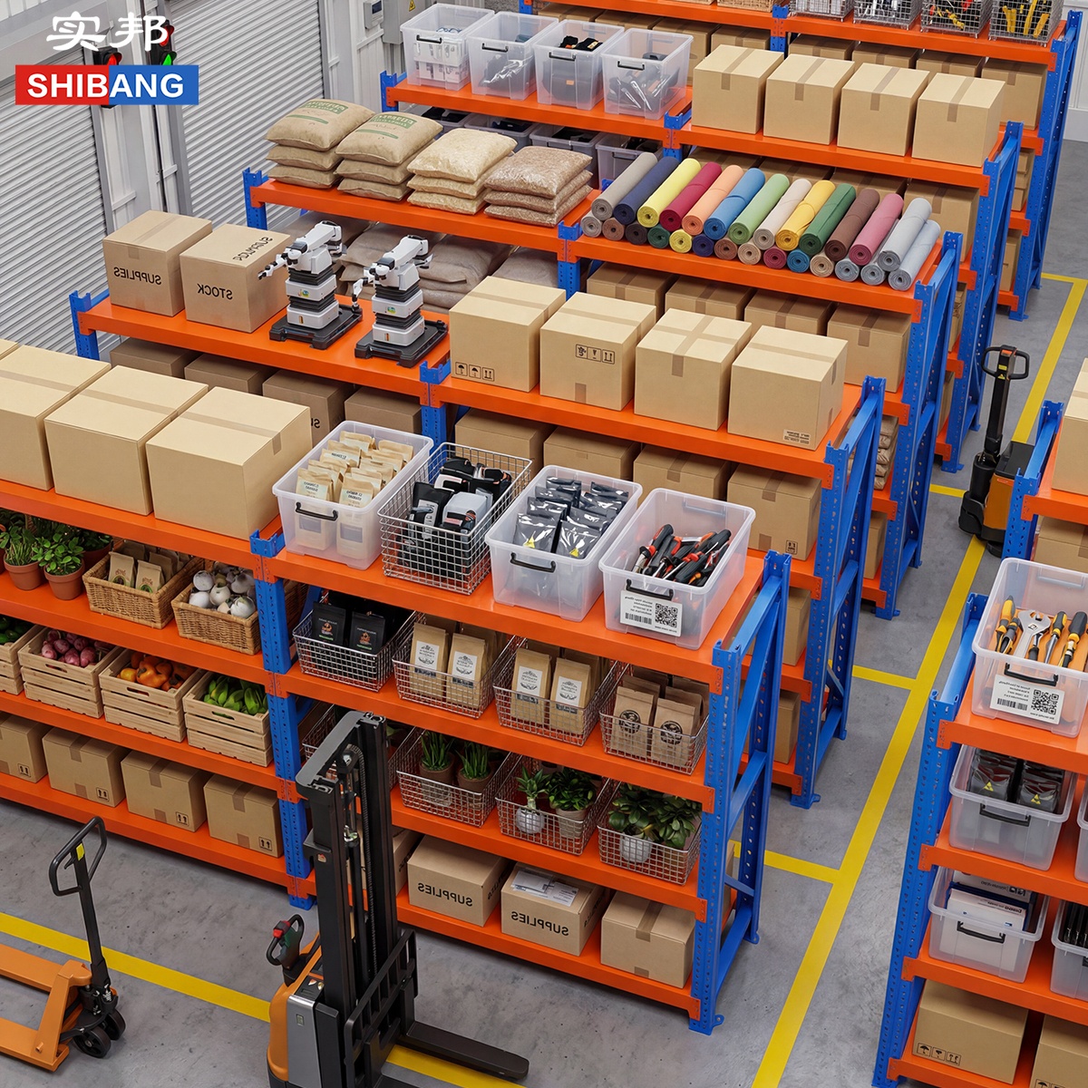 OEM 300KG Load Boltless Steel Corrosion Protection Mutil Layer Durable Storage Shelf CE Certified for Garages Warehouses