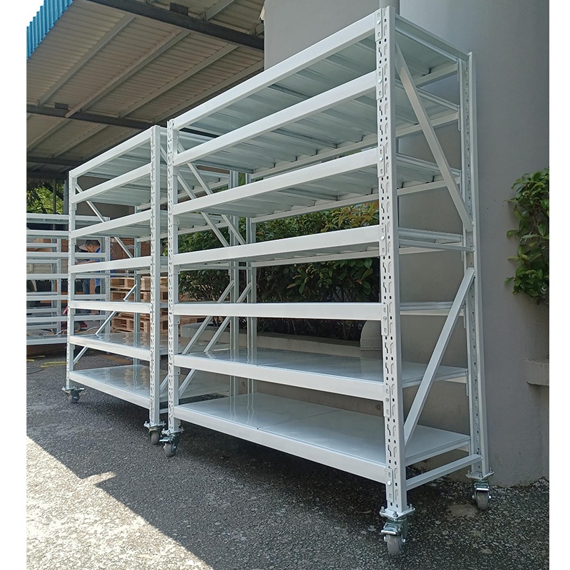 Racking Adjustable Metal Boltless Shelf and Racks Warehouse Storage Medium Duty Metal Wheel Rack Shelf