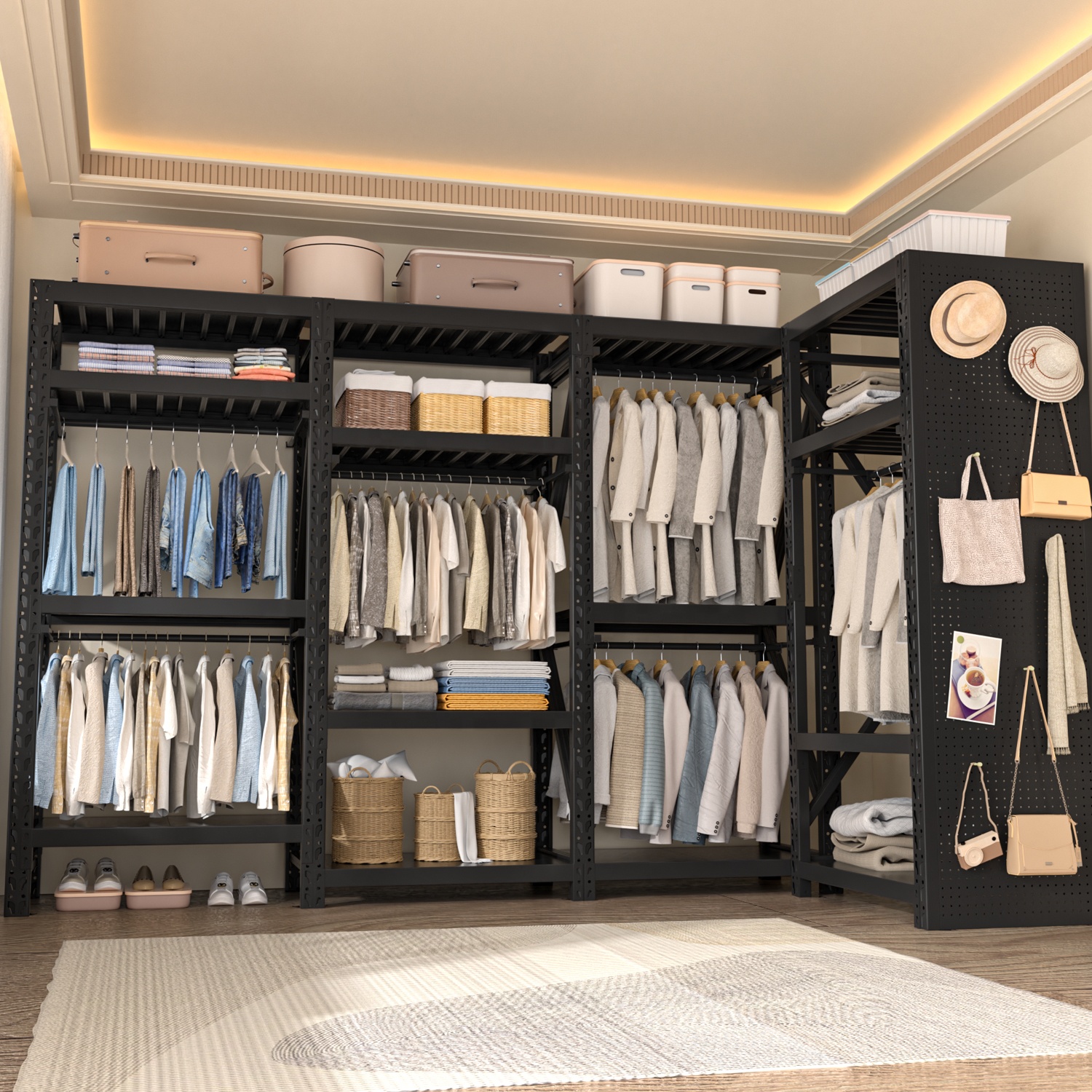 Shanghai Wholesale Cheap Price Steel Multi-Level Warehouse Rack Clothing Store Display Shelf Hanging Corrosion Protection Powder