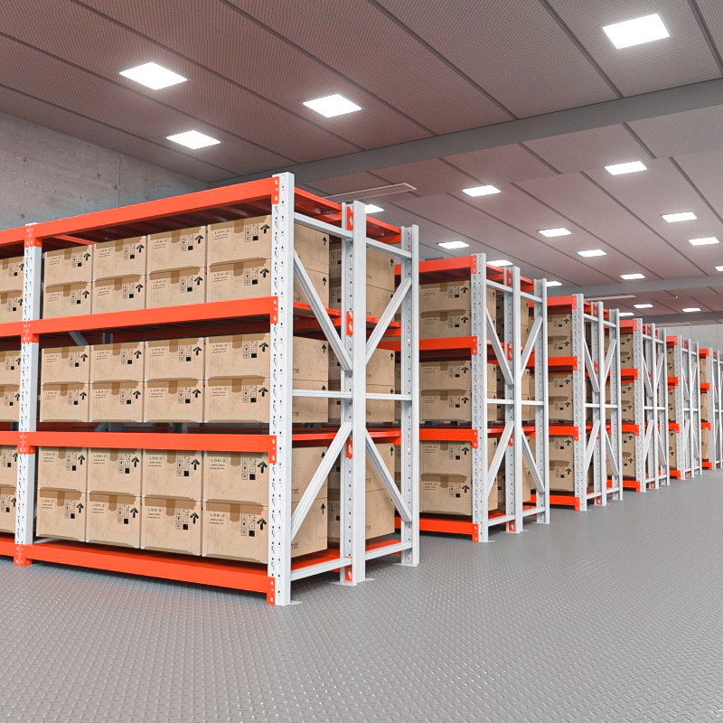 Adjustable 4-Layer Industrial Steel Warehouse Rack System Durable Long Span Rack with Carton Packing