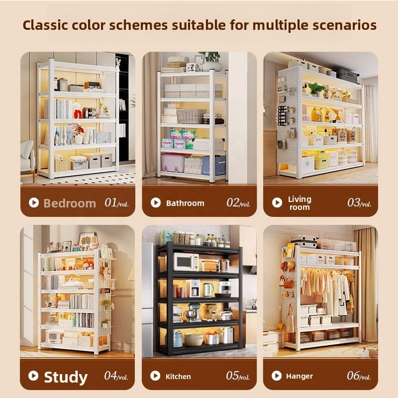 100KG Light Duty Rack Steel Storage Shelves with Customizable Height and Layers for Home Storage