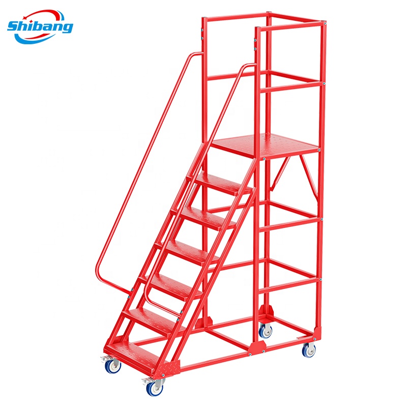 Industry Mobile Safety Step Work Platform Warehouse Ladder
