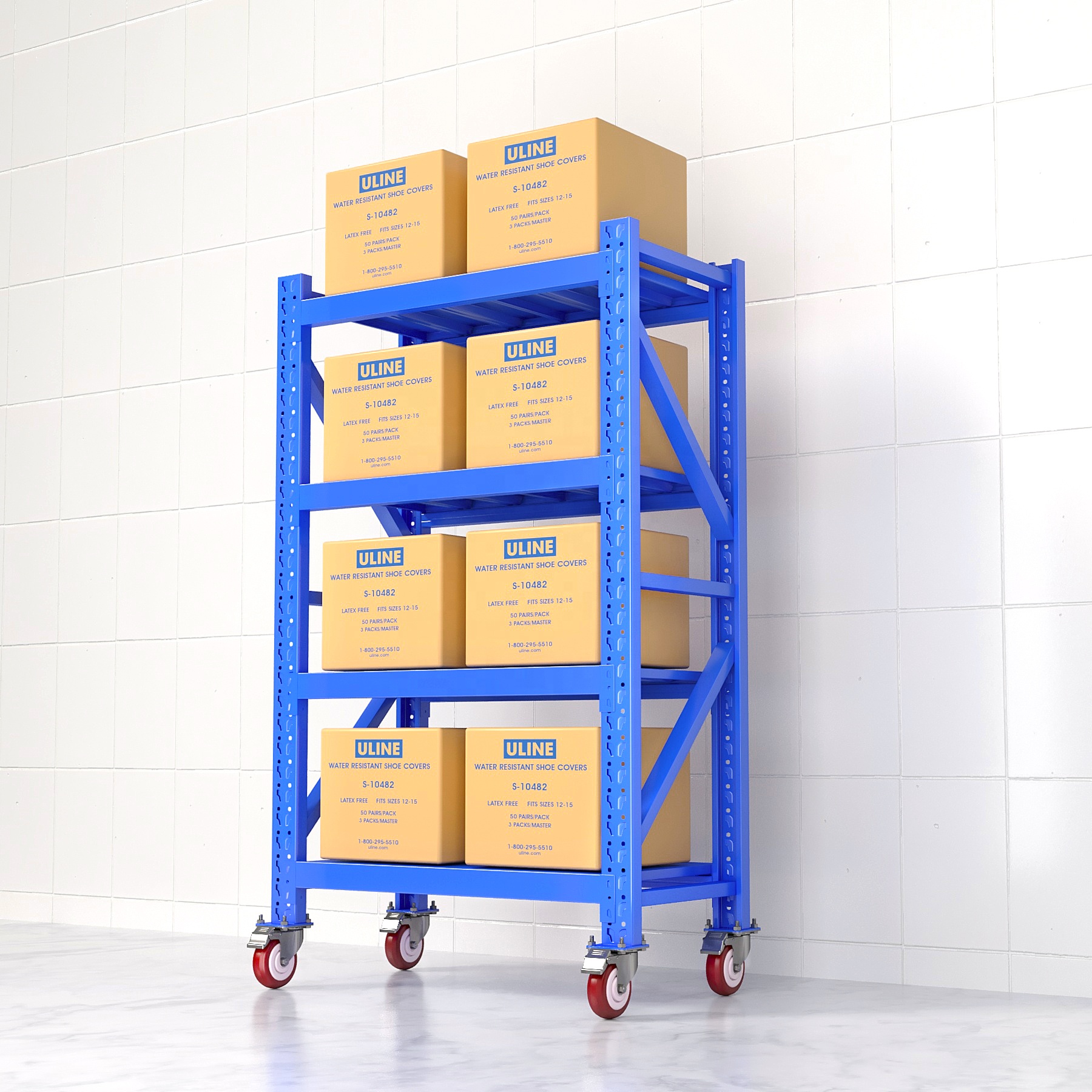 Medium Duty Warehouse Rack Storage Shelving Metal Rack with Wheels