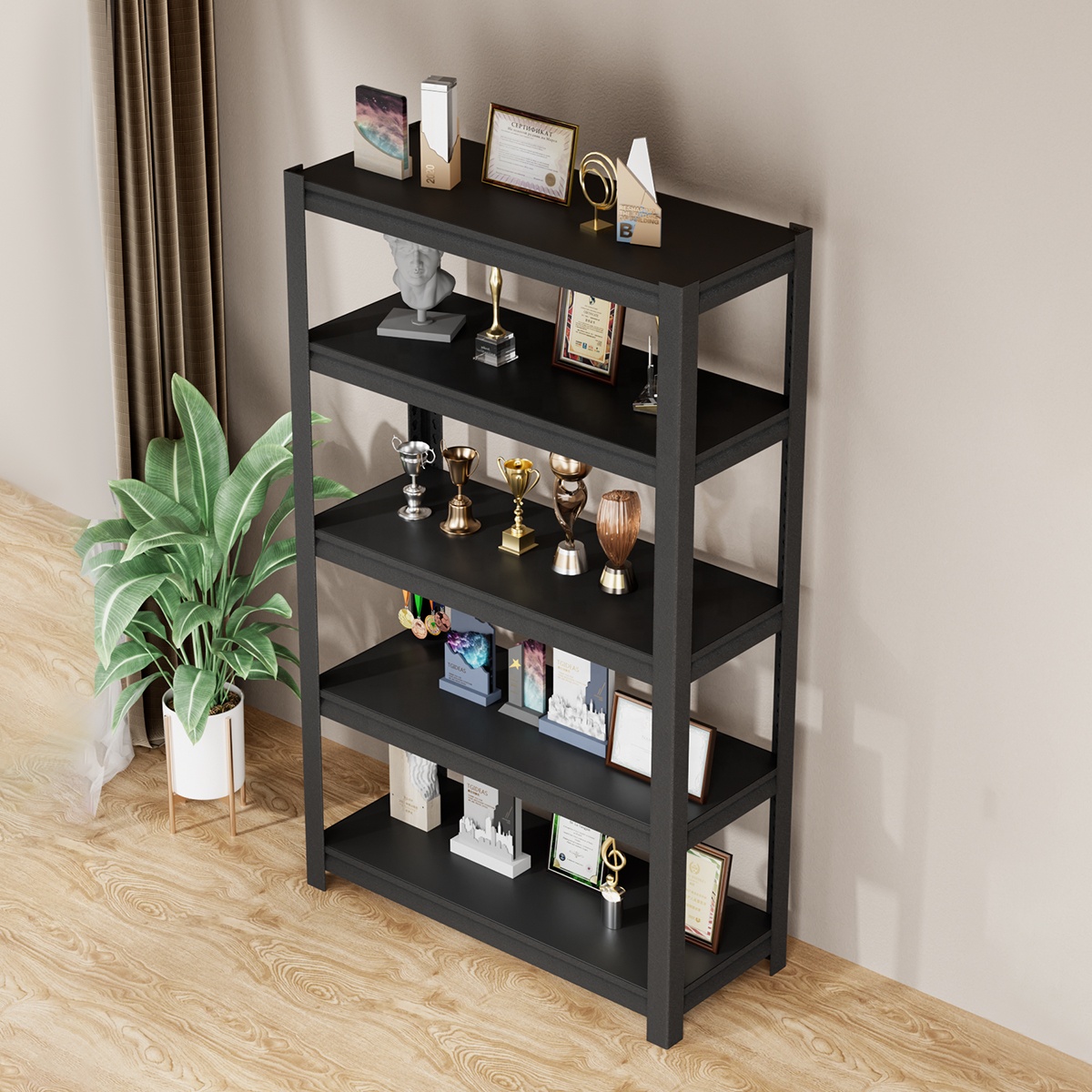 Shibang Storage Shelves Adjustable Height 120KG Load 5-Tier Garage Shelving Unit Metal Storage Rack