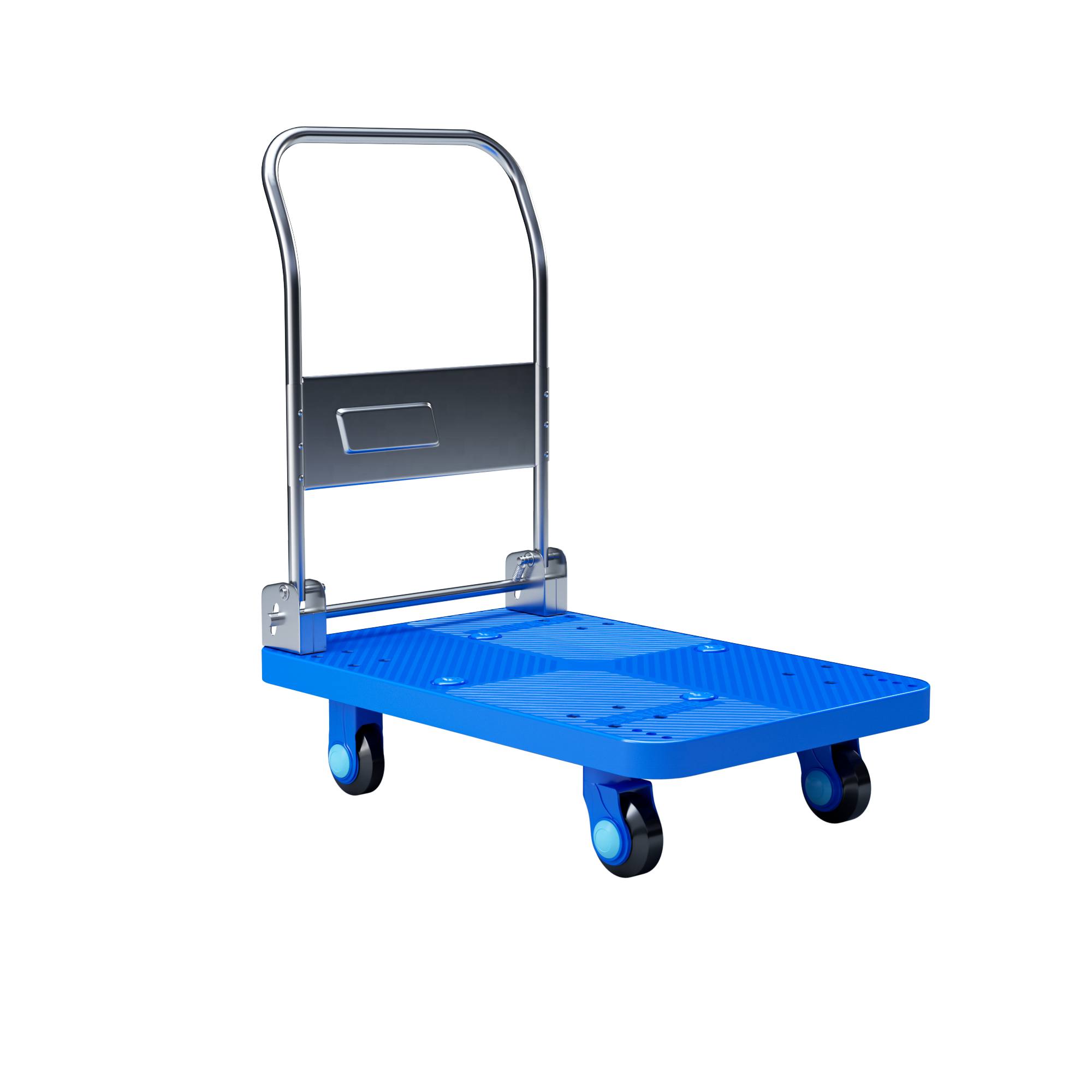 Warehouse Four-Wheel Folding Platform Tool Cart with Plastic & Metal Construction OEM Available