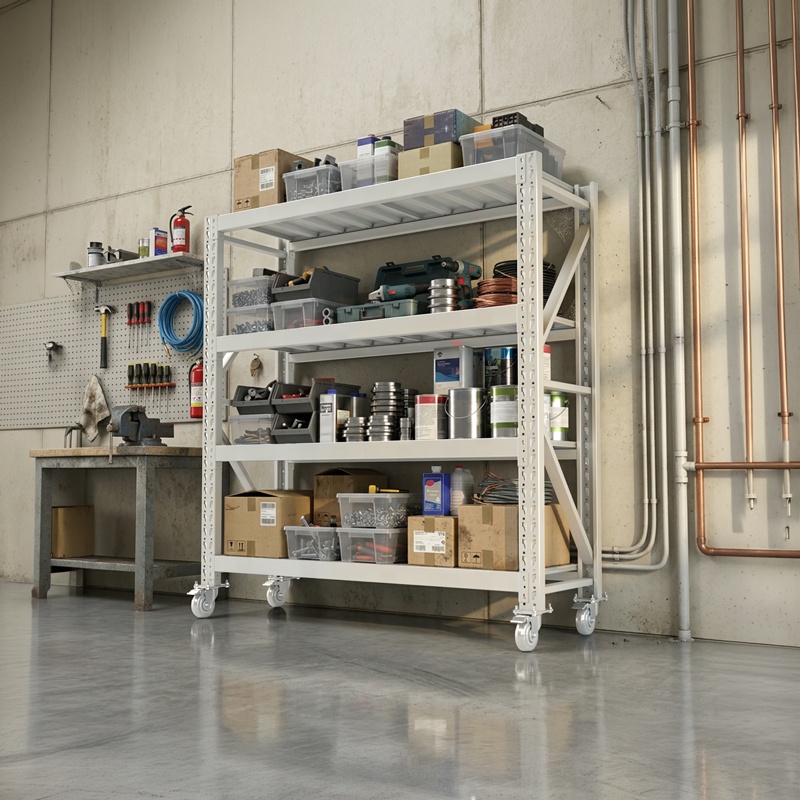 Medium Duty Steel Warehouse Racking System with Wheels ESD & Corrosion Protection Adjustable Layers 200cm Span 300kg Capacity