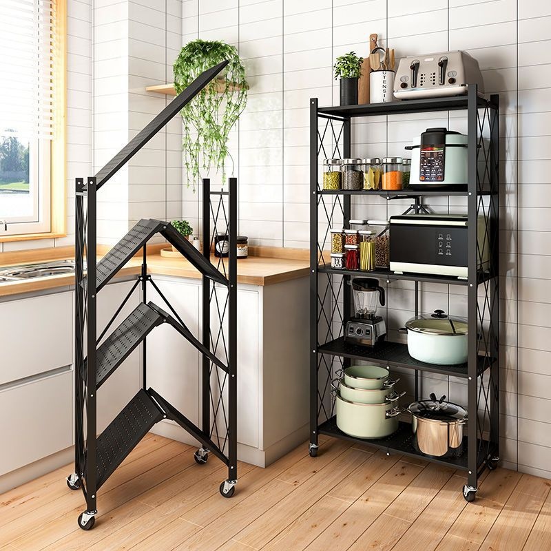 3/4/5 Layers Eco-Friendly Kitchen Racks Steel Shelf Storage Floor-standing Multi-layer Foldable Clothing Storage Shelves