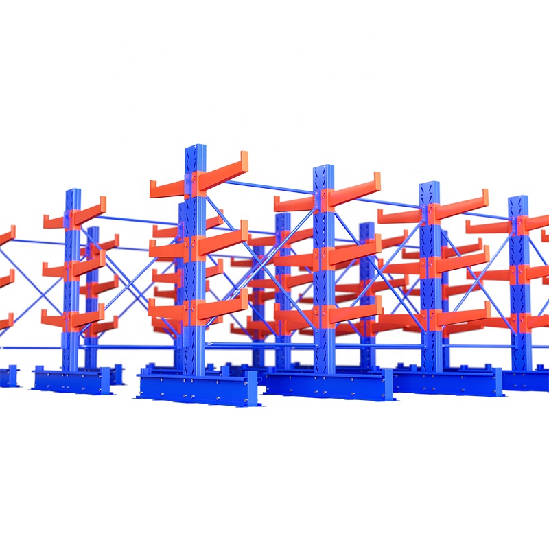 Single/Double Side Heavy Duty Cantilever Rack System Warehouse Storage Long Item Pipes Lumber Steel with Adjustable Arm Racks