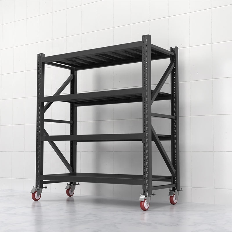 300KG Steel Boltless Storage Rack Industrial Shelving System Warehouse Rack Adjustable With Wheels for Garage Use Commercial