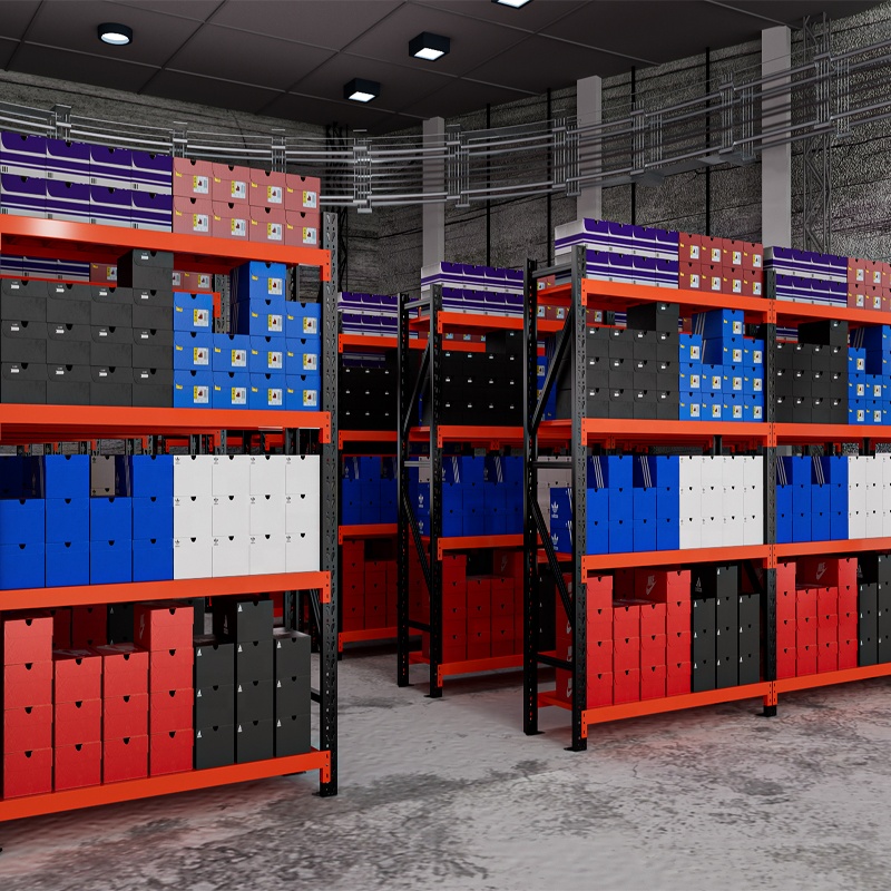 Shibang 180KG Mutil Layer Adjustable Steel Rack Shoe and Clothing Display Shelves with Billboards