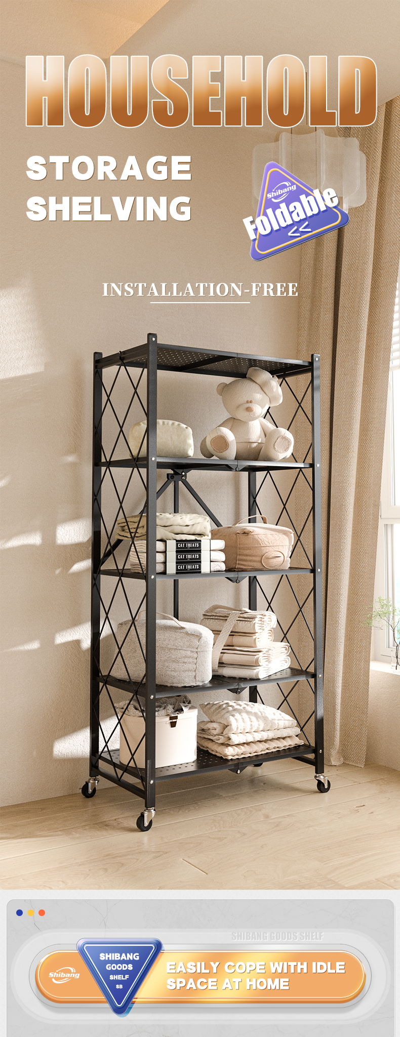 Kitchen folding shelf layout