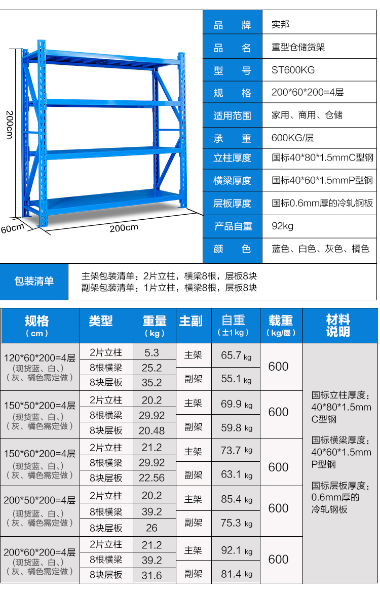 Heavy duty rack product sample