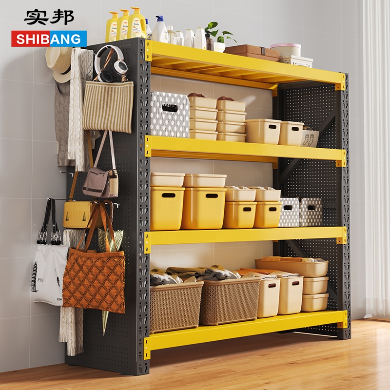 Boltless Cold Rolled Steel Multi-Level Warehouse Racks with Perforated Board Powder Coated Shelves for Home Garage
