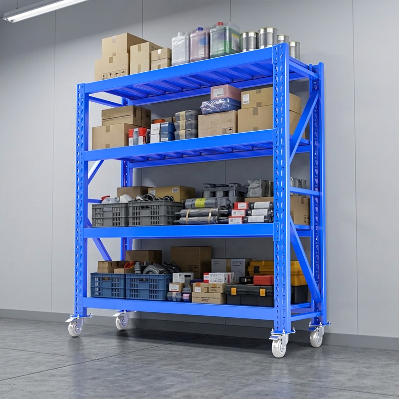 Cold Rolled Steel Medium Duty Boltless Adjustable Corrosion Protection Storage Rack with Wheels