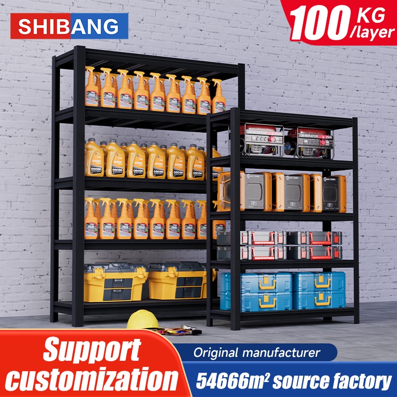 Factory Supply Storage All Metal 5 Layers Boltless Rack Black Shelf Fence Adjustable 5 Tier Racking Kitchen Shelves