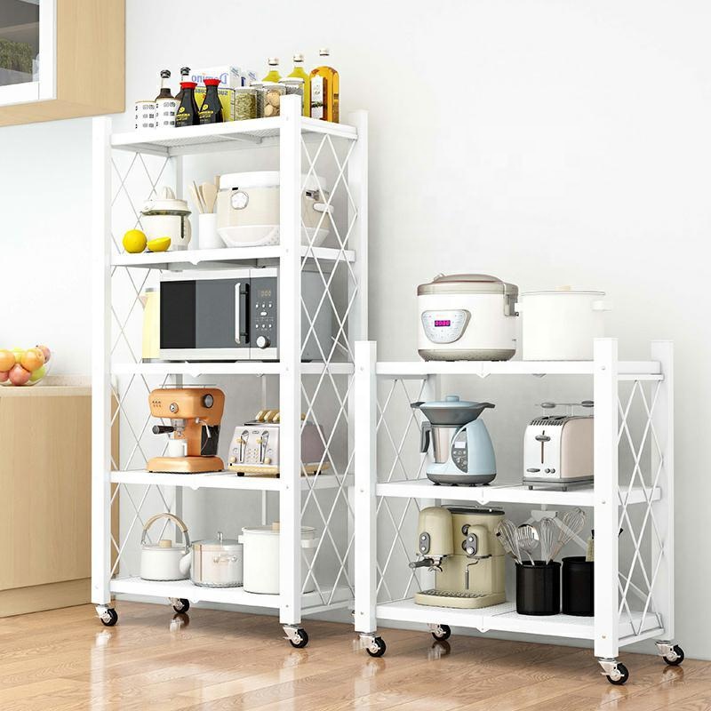 Foldable Household Organizer Light Duty Shelving Units Metal Steel Storage Rack for Kitchen