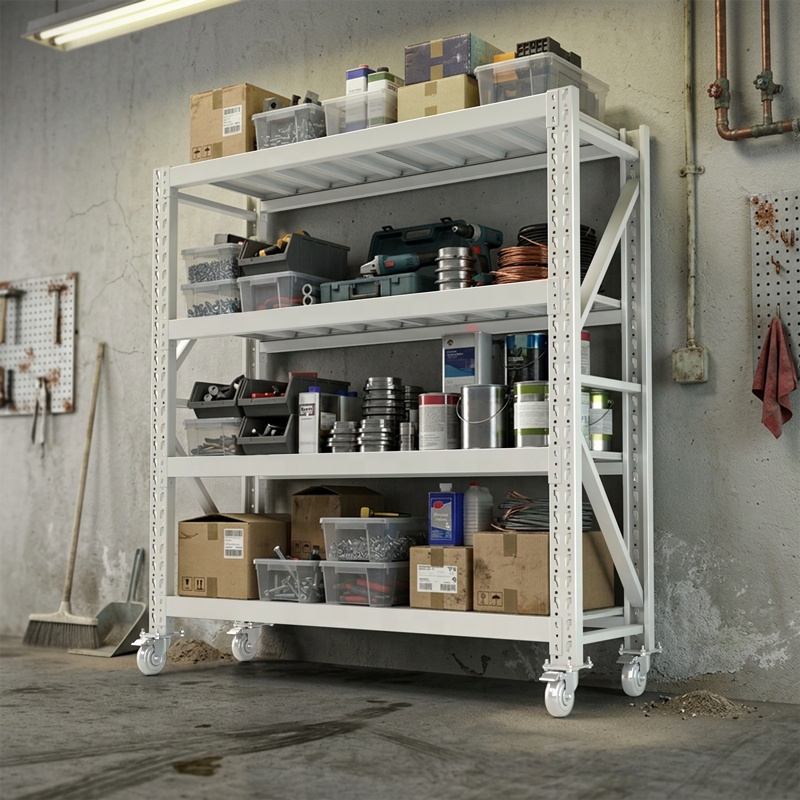 Rack Warehouse Storage Medium Duty 300kg Long Span Racking System Storage Shelving Metal Heavy Shelf Wheel Storage Rack