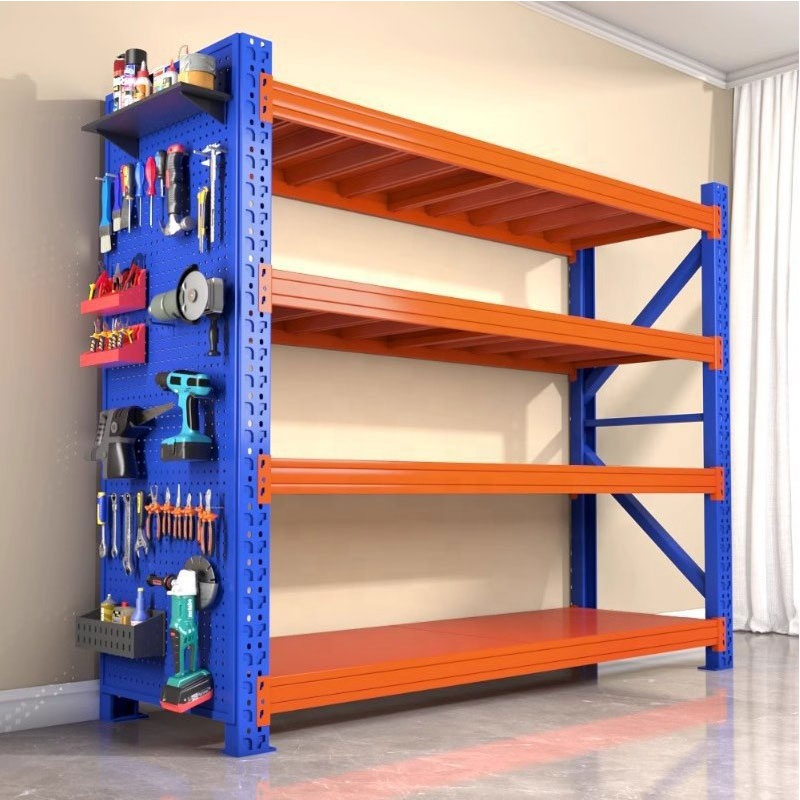Boltless Cold Rolled Steel Multi-Level Warehouse Racks with Perforated Board Powder Coated Shelves for Home Garage