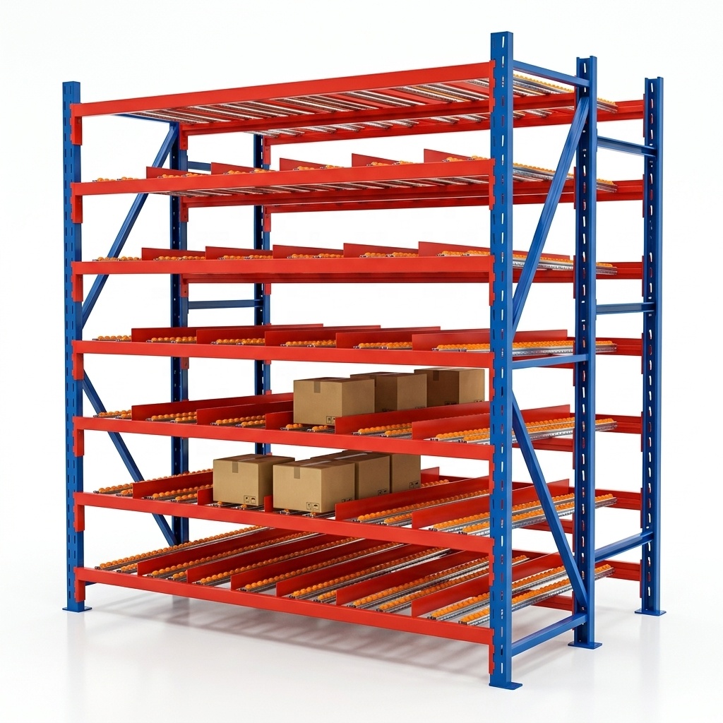 High Quality Steel Carton Flow Rack System Industrial Heavy Duty Gravity Roller Racking 100kg-1000kg Capacity for Warehouse FIFO
