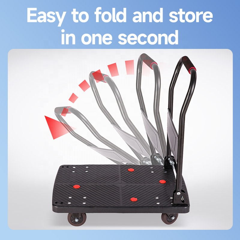 Full-Silent 220-860kg Heavy Duty Folding Warehouse Foldable Utility Cart Platform Truck Hand Trolley
