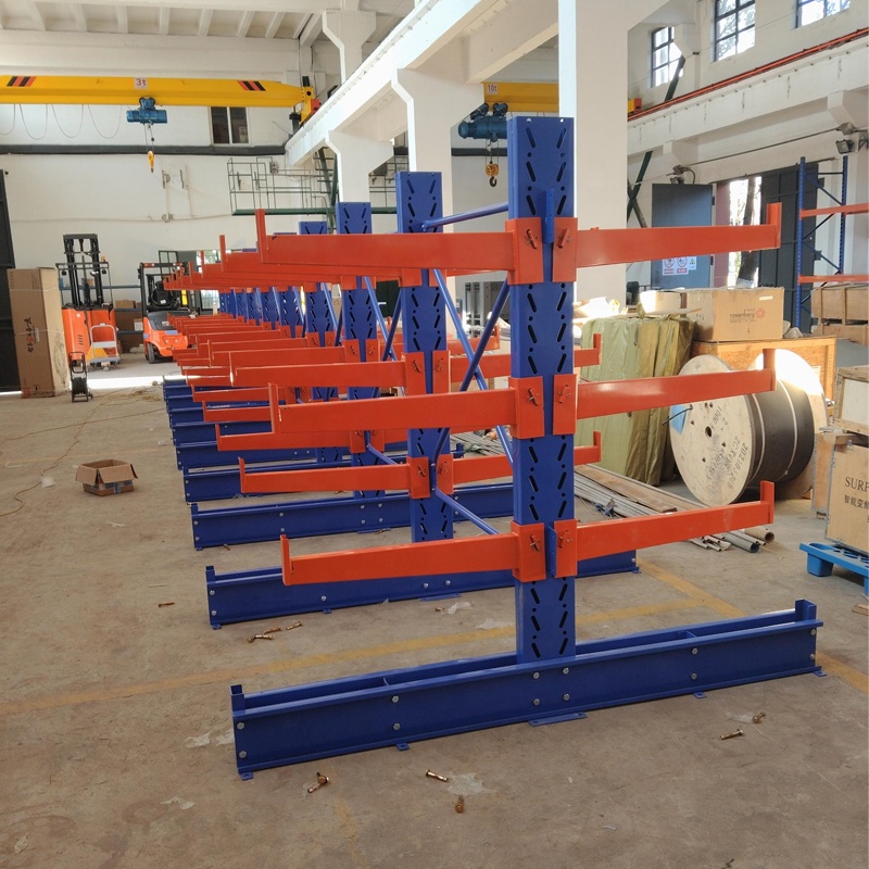 Single/Double Side Heavy Duty Cantilever Rack System Warehouse Storage Long Item Pipes Lumber Steel with Adjustable Arm Racks