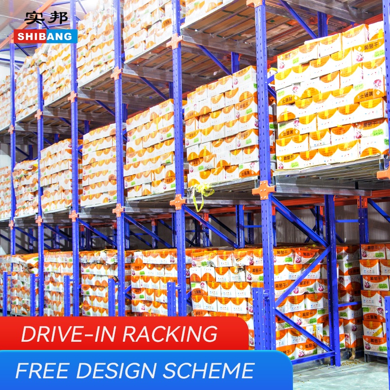 Shibang Heavy-Duty Steel Pallet Shelving Cold Room Drive-in Rack for Warehouse Sliding Storage Shelves Pallet Racking System