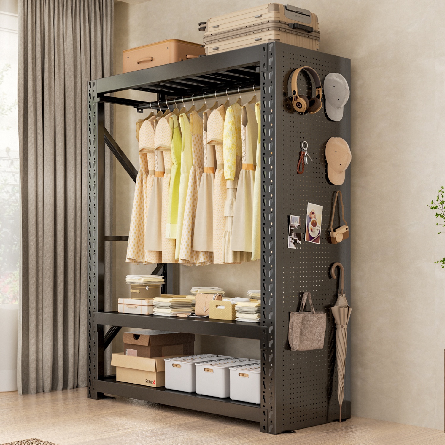 Shanghai Wholesale Cheap Price Steel Multi-Level Warehouse Rack Clothing Store Display Shelf Hanging Corrosion Protection Powder