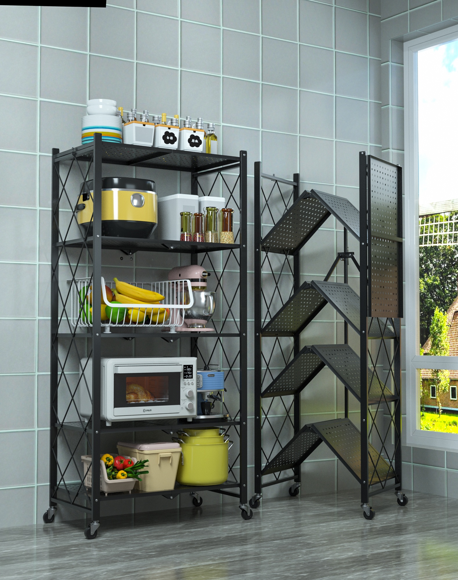 Kitchen Accessories Tool Storage Rack Kitchen Rack Steel Utensils Wok Pan Display Racks