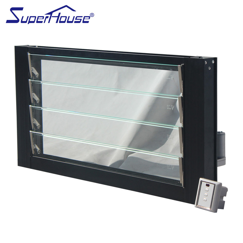 Florida NOA DBPR Modern Design Fixed Window Louver Window With Electrical Motor Glass Louver Window Blind Window