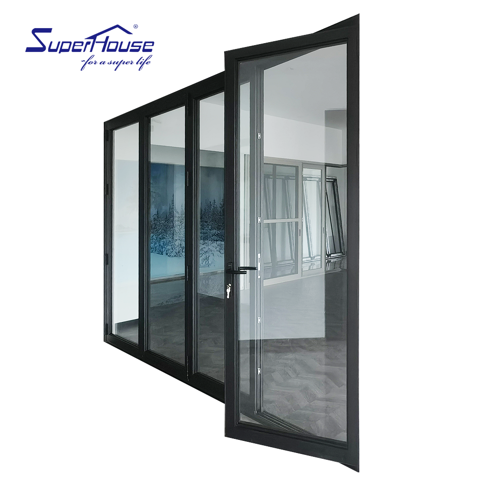 AAMA NOA Certified Aluminum Bifold Door Hurricane Impact Laminated Glass Multi-Point Lock Patio Entrance Windproof Anti-Theft
