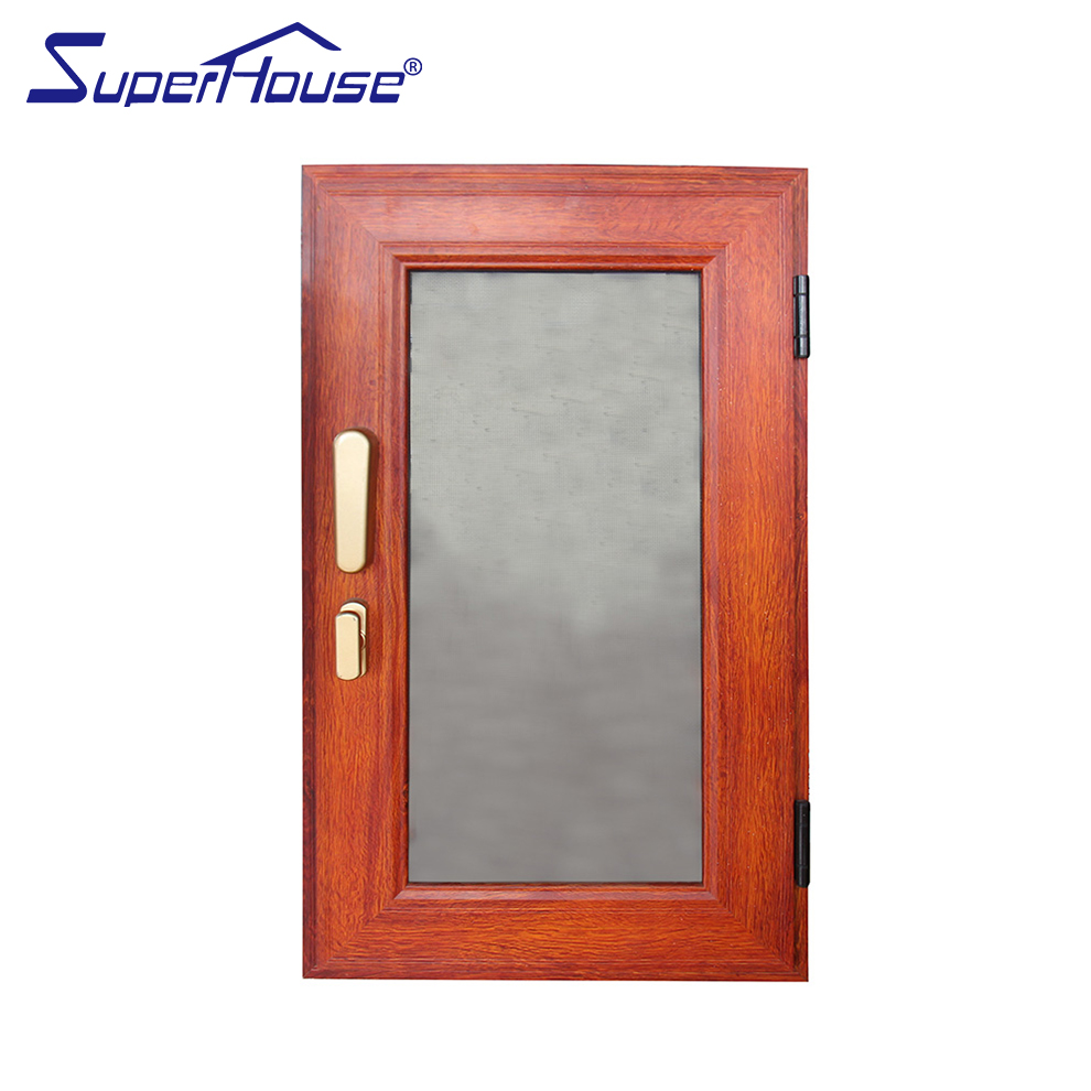 NFRC Title 24 Certified Thermal Break Aluminum Sliding Window Wood Grain Design Double Glazing German Hardware for Villa