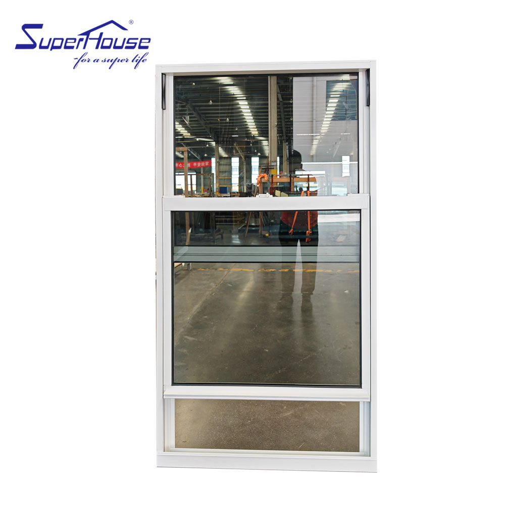 Superhouse AS2047 Australian Standard Waterproof Aluminium Double Tempered Glass Sash Window Single Hung Window
