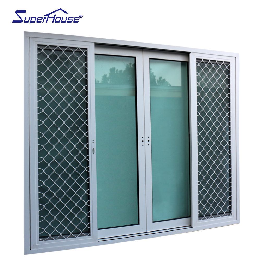Superhouse NFRC White Outdoor Hurricane Proof Patio Impact Large Glass Exterior Balcony Thermal Break Aluminum Sliding Doors