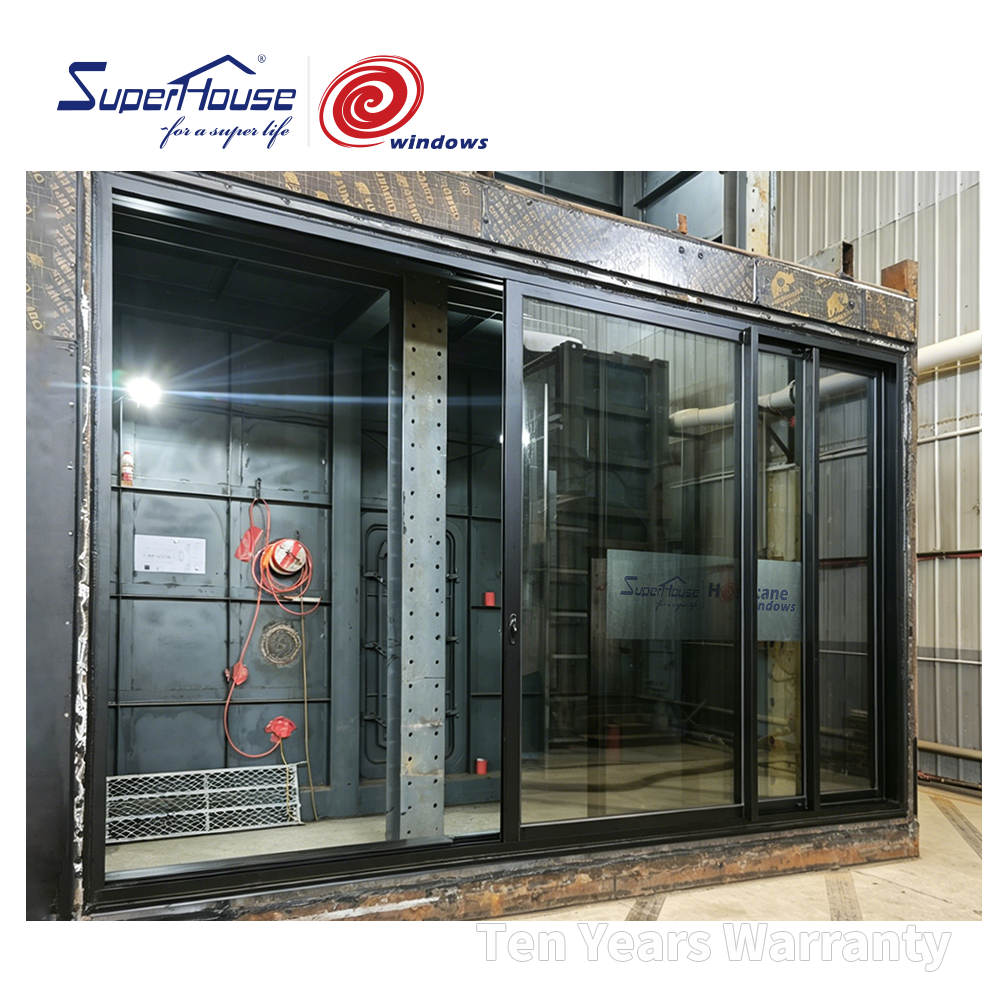 For Superhouse Modern Design Hurricane Double Glass Aluminum Sliding Door with Screen for Villas