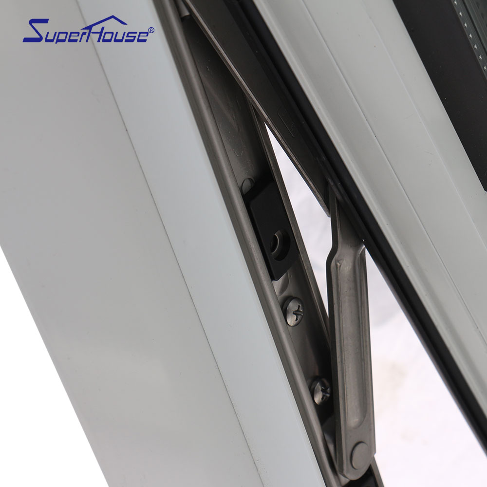 Superhouse Affordable Outdoor Waterproof Retractable Flyscreen Tempered Glass White Aluminum Awning Window