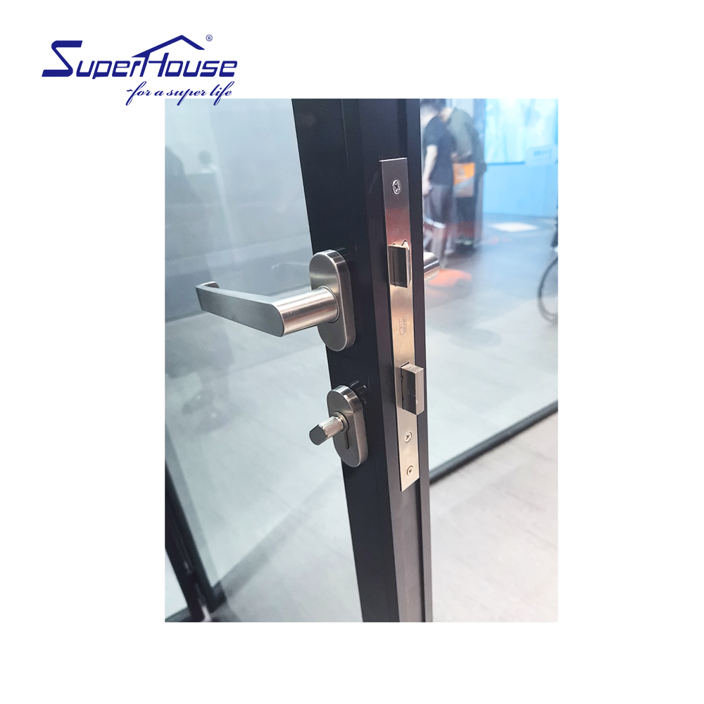 Customized Passive Aluminum Alloy Clear/frosted Tempered Glass Swing French-style Entrance Door