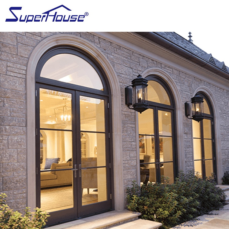 French Style Mainly Export to American Black Color Thermal Break Aluminum Doors Glass Hinged Front Door Exterior Patio Door