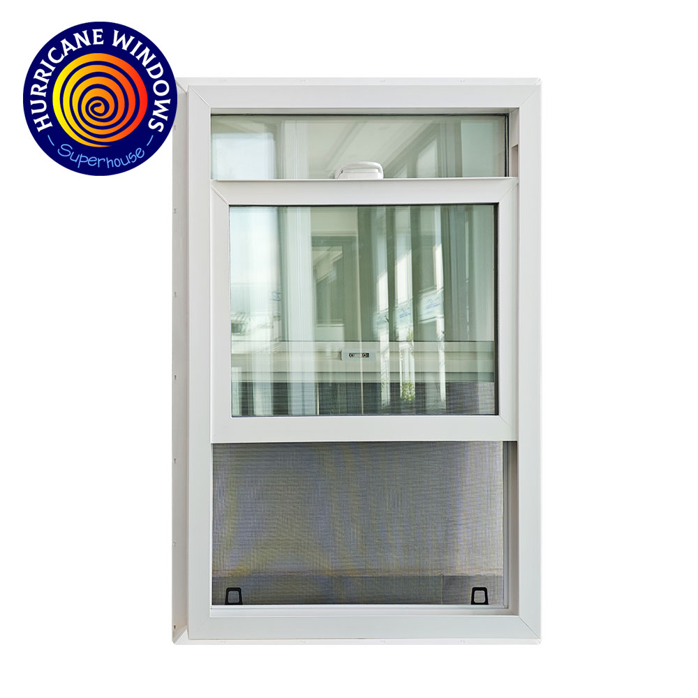 USA NFRC Certified Vinyl Single & Double Hung Window with Double Tempered Glass for Housing Condo Apartment Project
