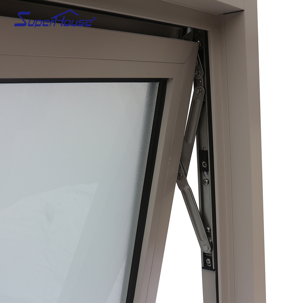 Superhouse Residential Projects Rainproof Double Glazed Tempered Glass Soundproof Aluminum Frame Awning Window