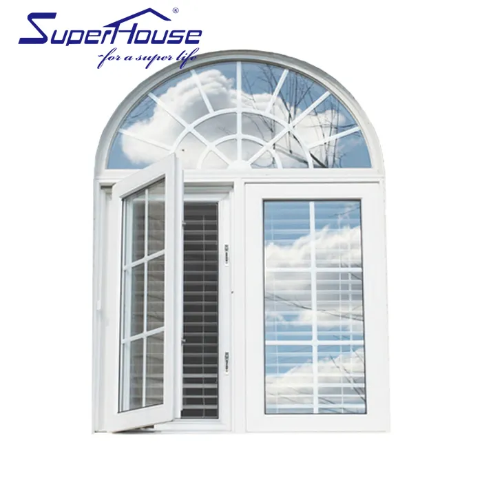 Euro New Design Double Glass With Low-E Aluminum Alloy  Arched Window  Low U-Value Safety Casement Windows Grill Window