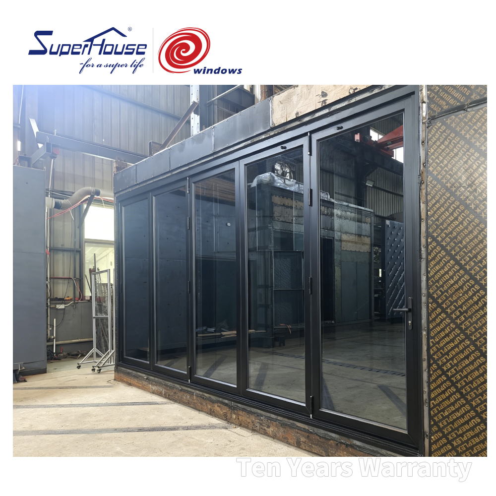 Superhosue Bulletproof Double Glazing Exterior Accordion Doors with Locks