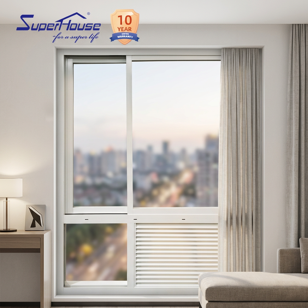 Miami Dade Approved PTAC Hotel Sliding Window Aluminum Plantation Shutter NFRC Energy Star Custom Style Apartment Condo Windows