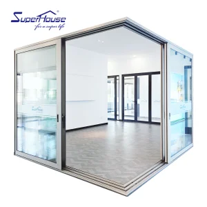 Modern Villa Aluminum Alloy Sliding Door Screen Finished Surface Double Glazing Heat Insulated Corner Test Prototype