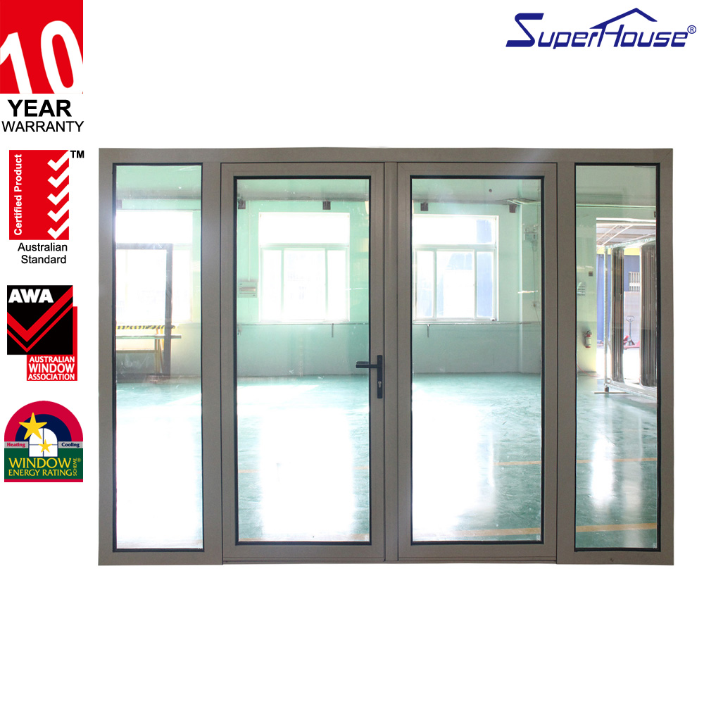 Modern Commercial Double Casement Door, NFRC Certified, Multi-point Lock, Anti-theft German Hardware, Store Front Entrance Door