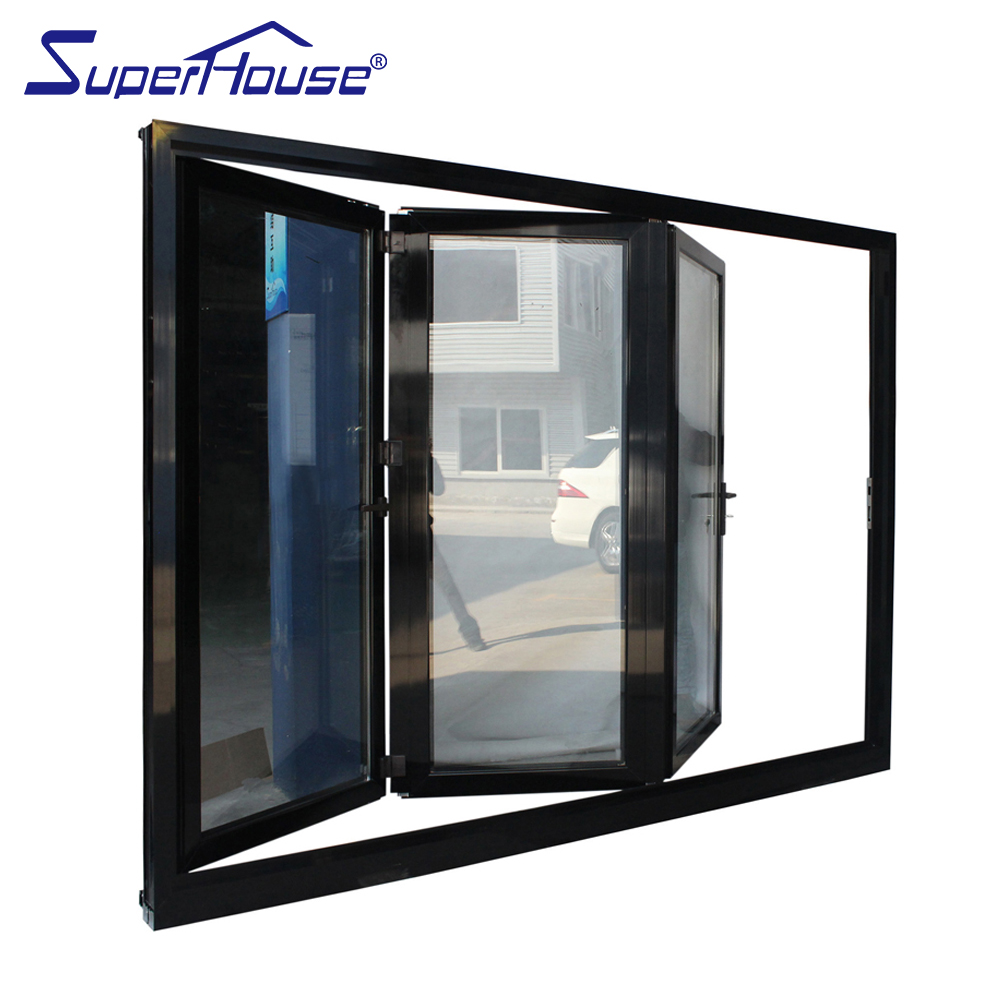 Germany Design Black Thermal Break Heat Insulation NFRC Patio Glass Door Exterior Aluminum Folding Doors Patio Bifold Doors