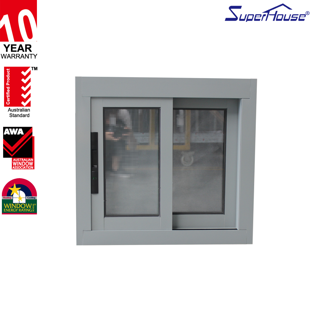 AS2047 Aluminum Sliding Window Custom Powder Coated Fiberglass Screen Multi Point Lock Anti Theft  for Bedroom Bathroom