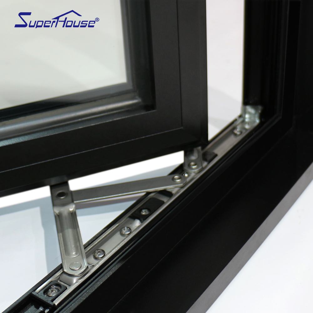 Florida Certified Hurricane Proof Awning Window Black Frame Laminated Insulated Glass Bullet Proof  for Kitchen Bathroom
