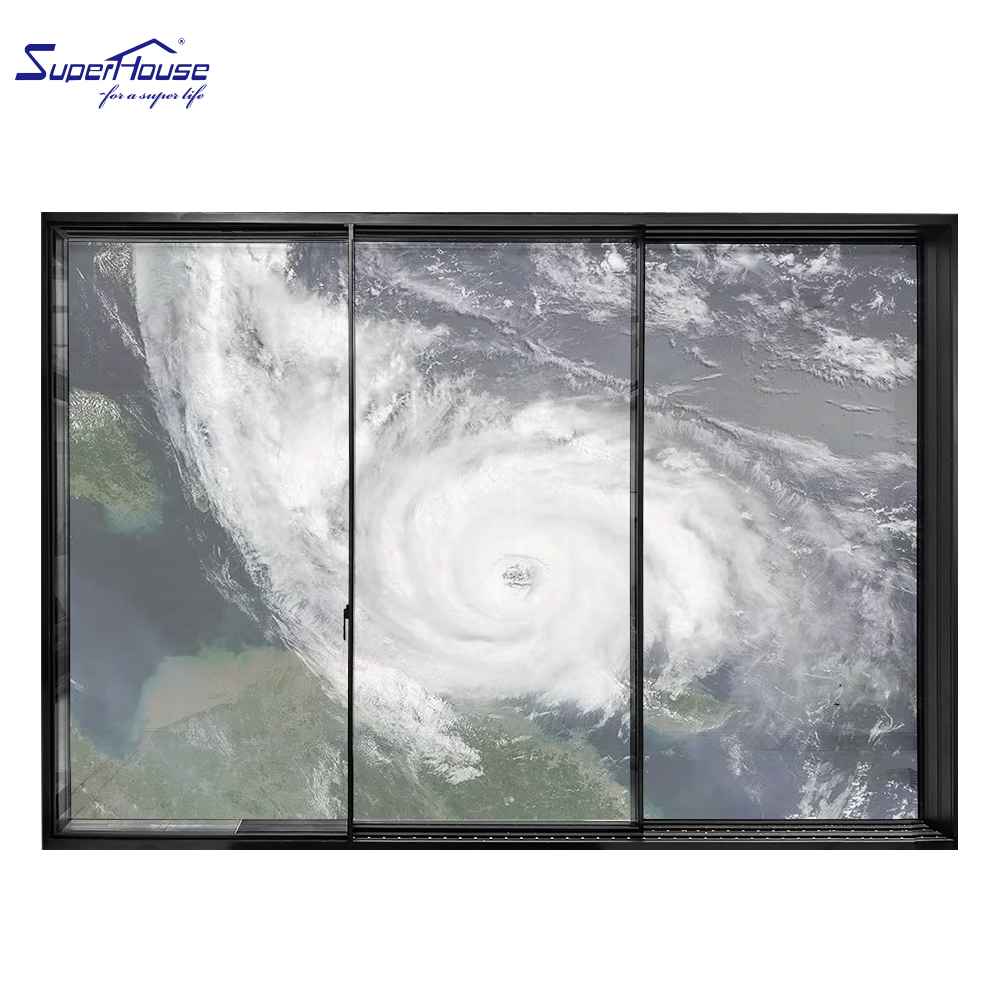 New Design Matte Black Frame Slim Aluminium Sliding Door System Soft Closing Narrow Frame Tempered Glass Sliding Door