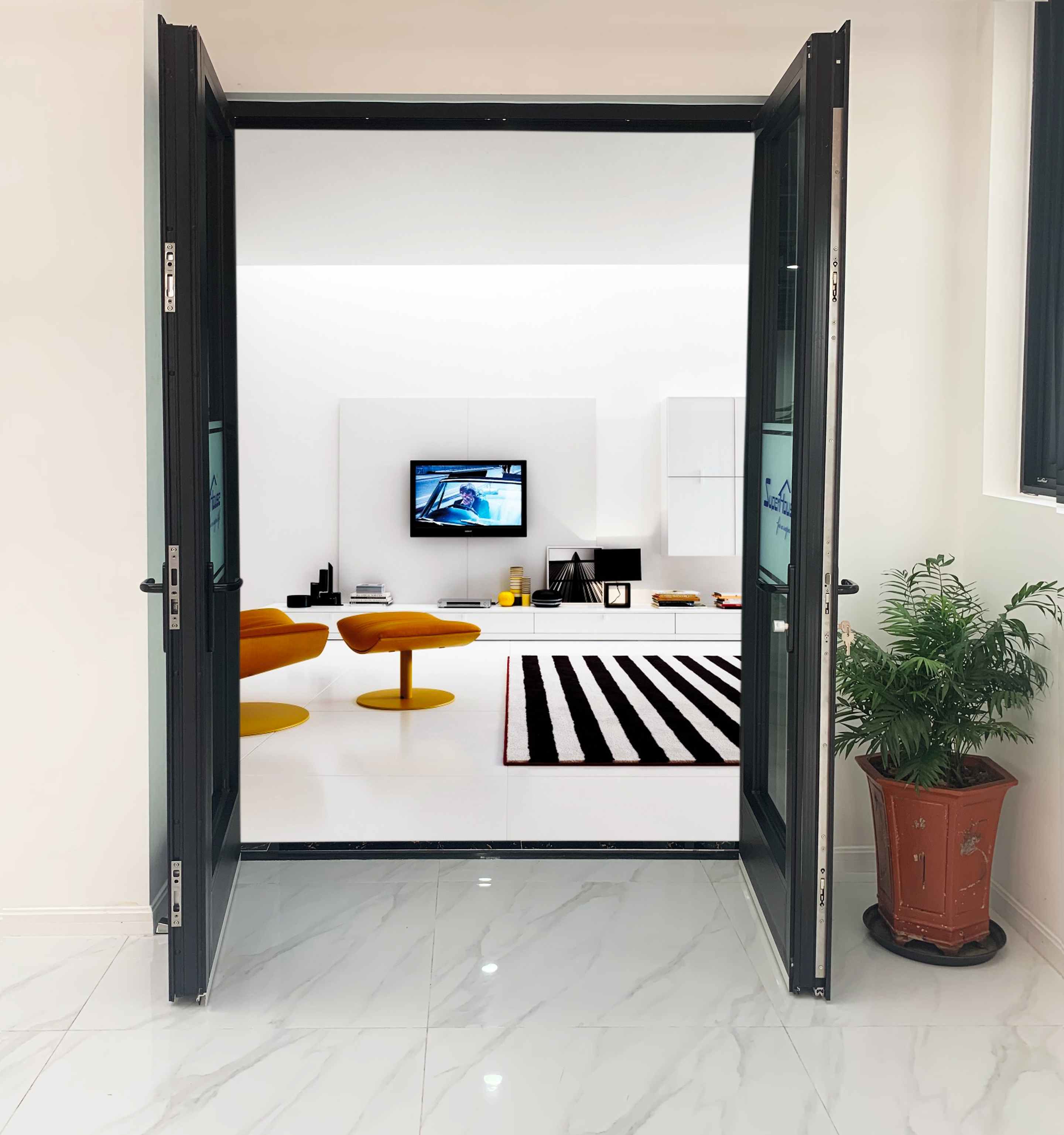 Modern Insulated Soundproof Factory Doors Hurricane Supplier Hinged Impact Alloy Casement Door Manufacturer